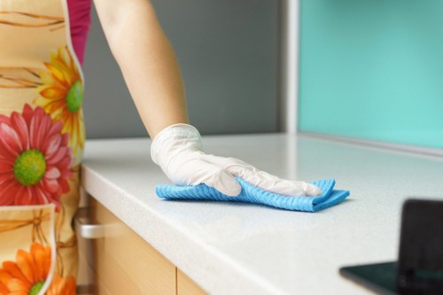 Commercial cleaning team working in an EN5 office environment